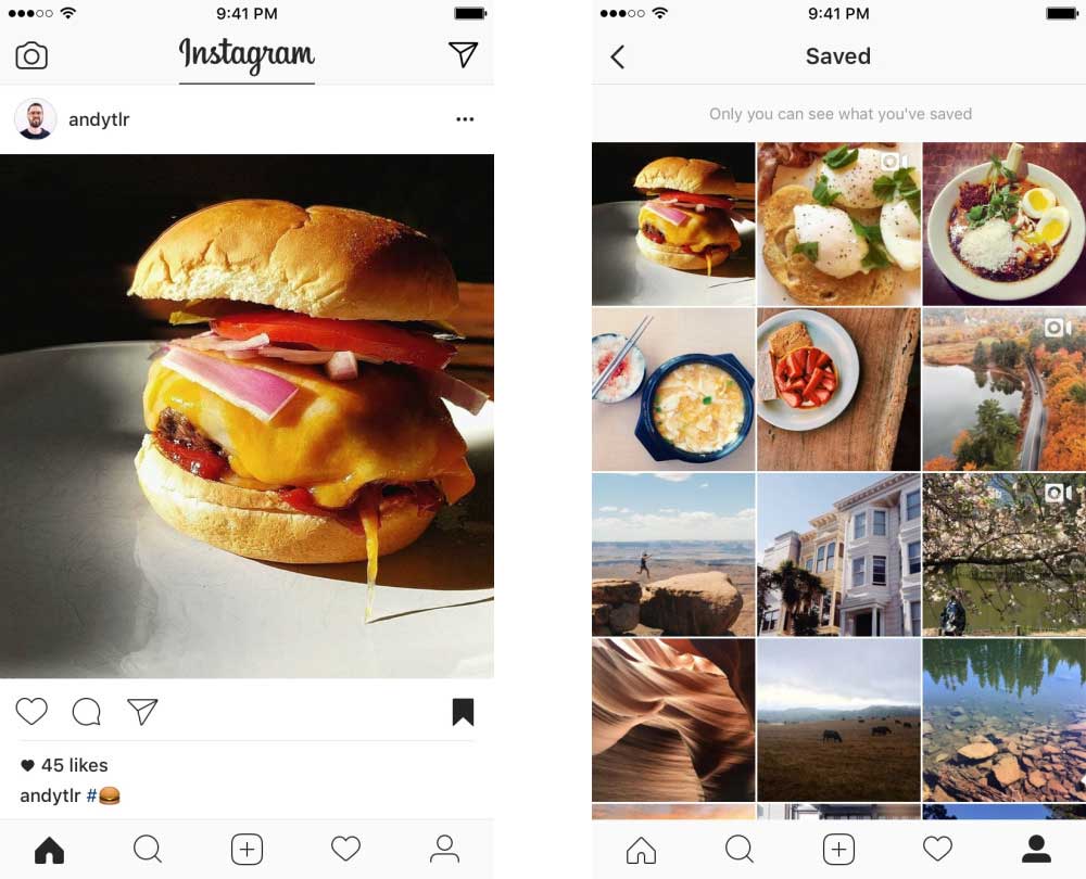 Instagram - bookmarking