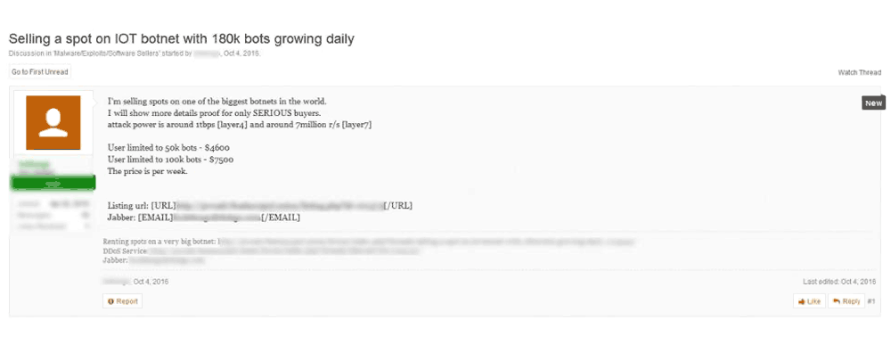 IoT botnets for sale