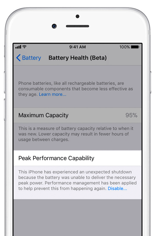iPhone iOS 11 - throttling