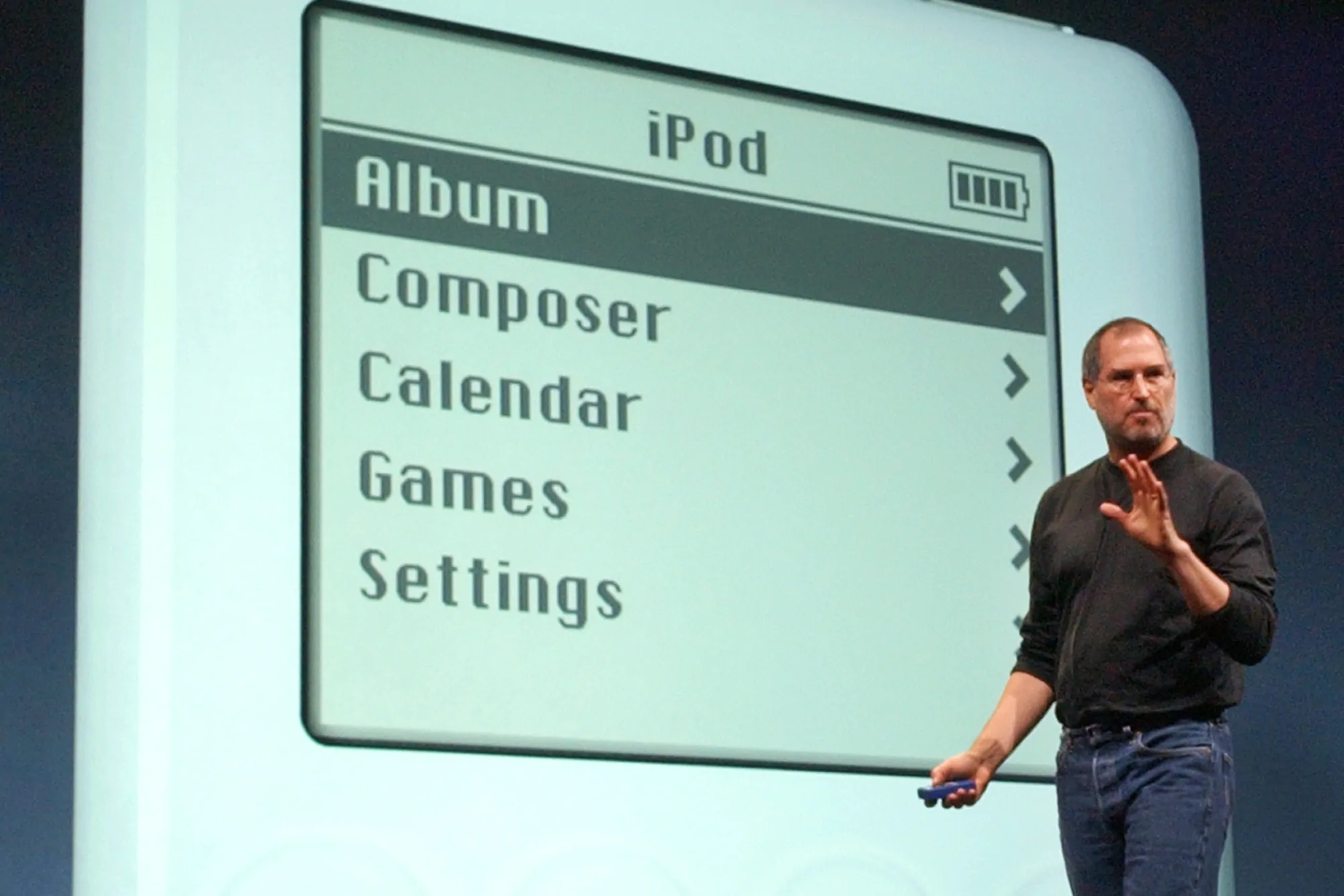 Steve Jobs announcing the original iPod.