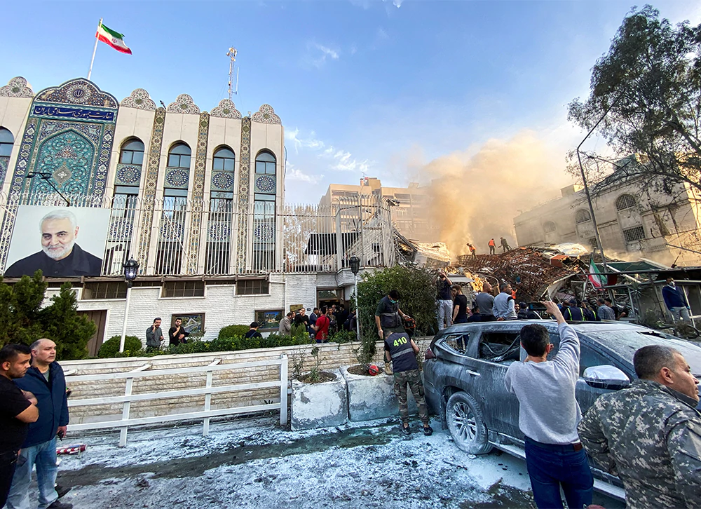 An Israeli airstrike bombarded the Iranian consulate annex building adjacent to the Iranian embassy in Damascus, Syria.