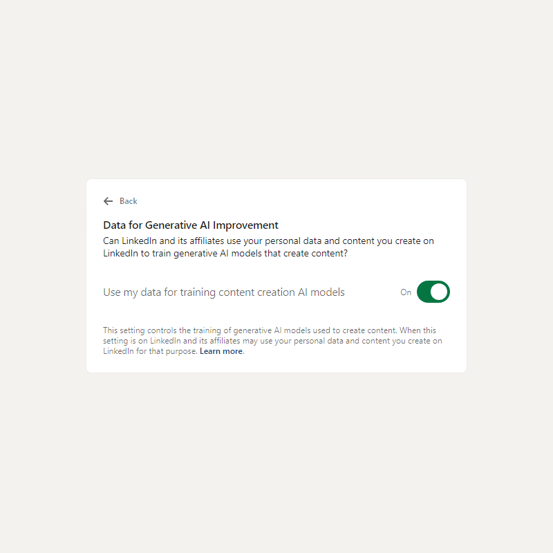 LinkedIn, Data for Generative AI Improvement setting