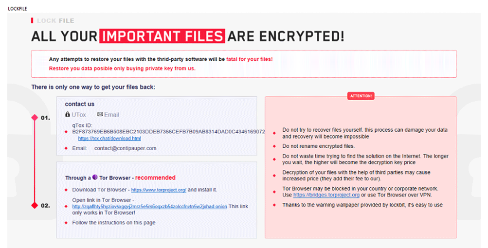 LockFile ransomware, ransom note