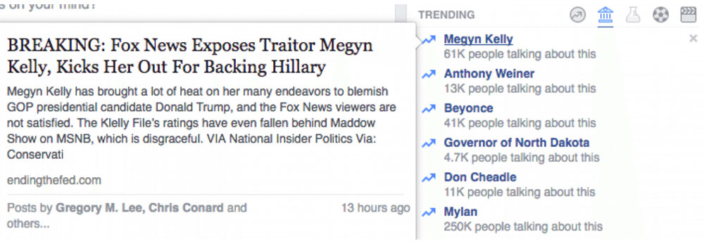Megyn Kelly - Facebook trending topics