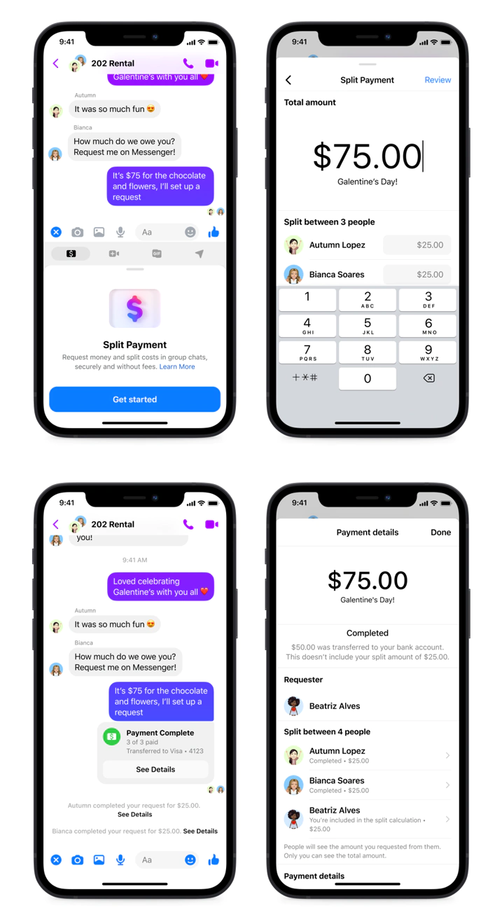 Messenger Split Payments.