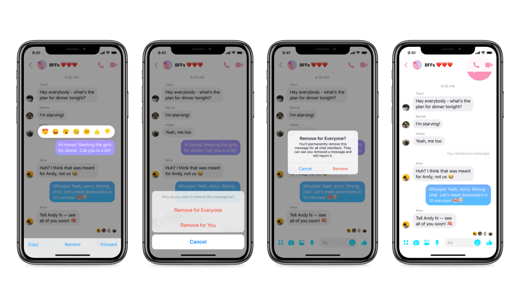 Facebook Messenger unsend feature