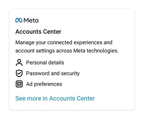 Meta accounts center