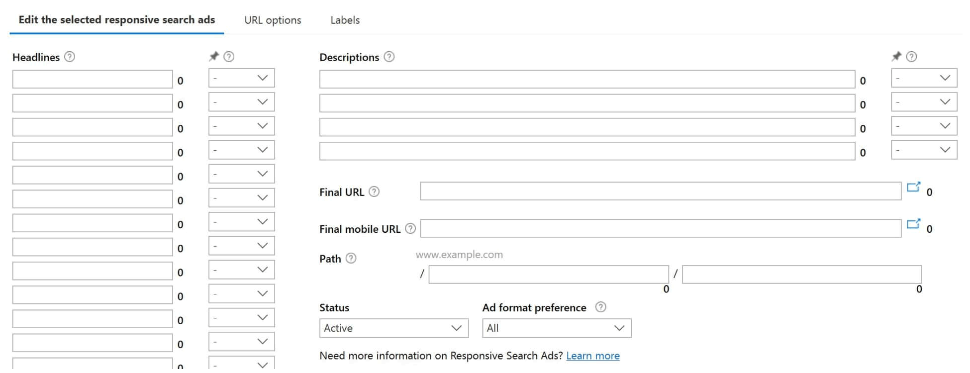 Creating Responsive Search Ads using Microsoft Advertising Editor