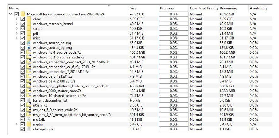 Microsoft source code leak