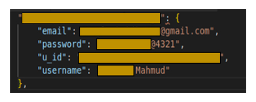 The researchers can see the email, password, username and ID of a user using the Logo Maker app