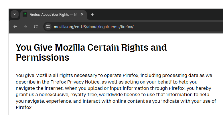 Firefox TOS 2