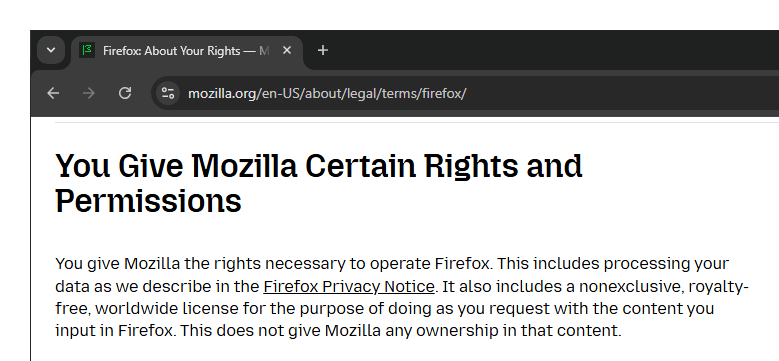Firefox TOS 2