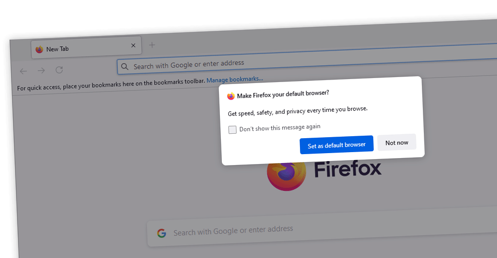 Mozilla Firefox, default prompt on Windows 10