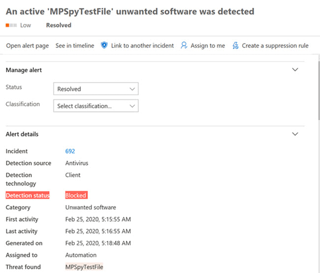 Image showing an instance of unwanted software that was detected and blocked through EDR in block mode.