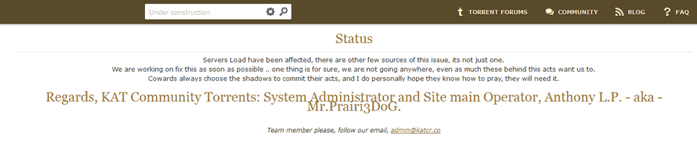 KickassTorrents - offline