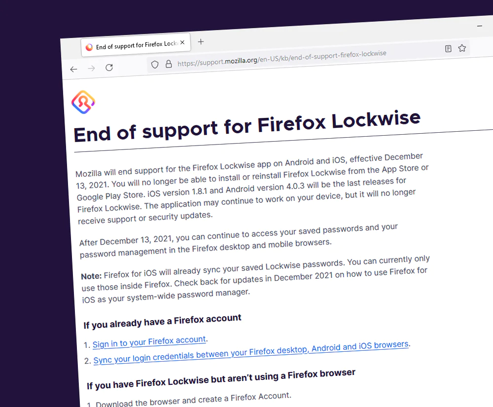No more Firefox Lockwise