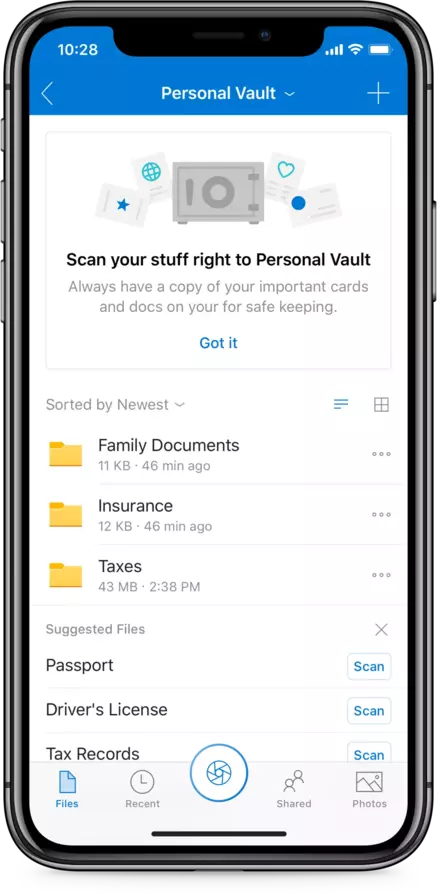 OneDrive's Personal Vault on iOS