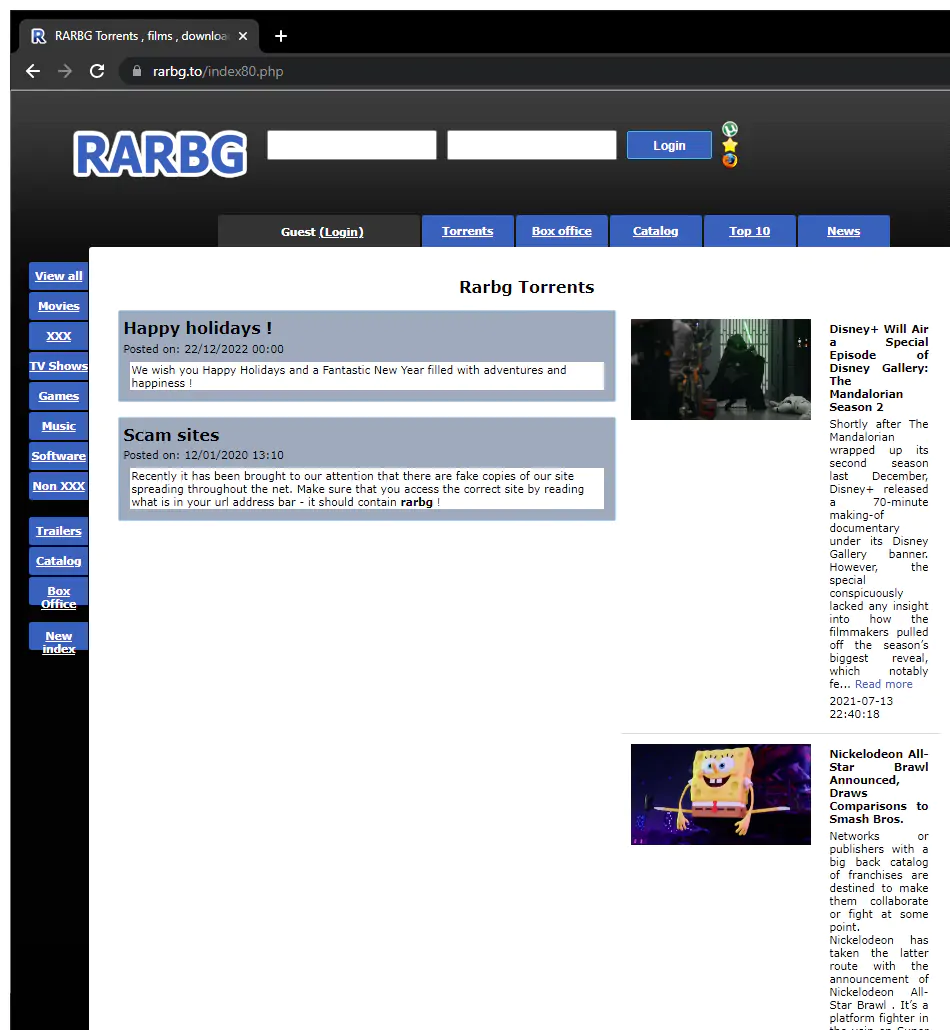 RARBG.to, before shut down