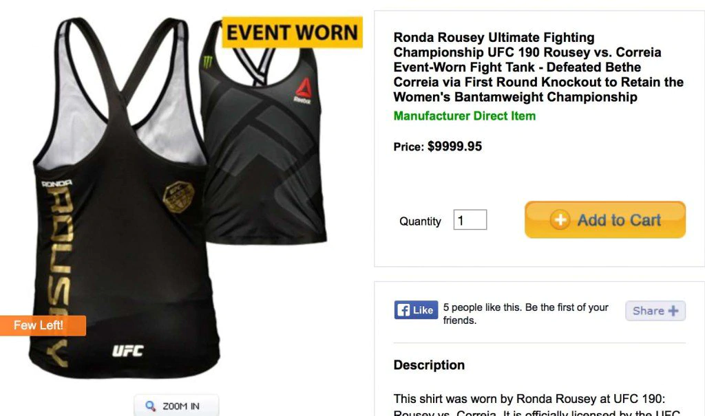 UFC Champion Ronda Rousey Had Her Event-Worn Tank Top Sold On The Internet  | Eyerys