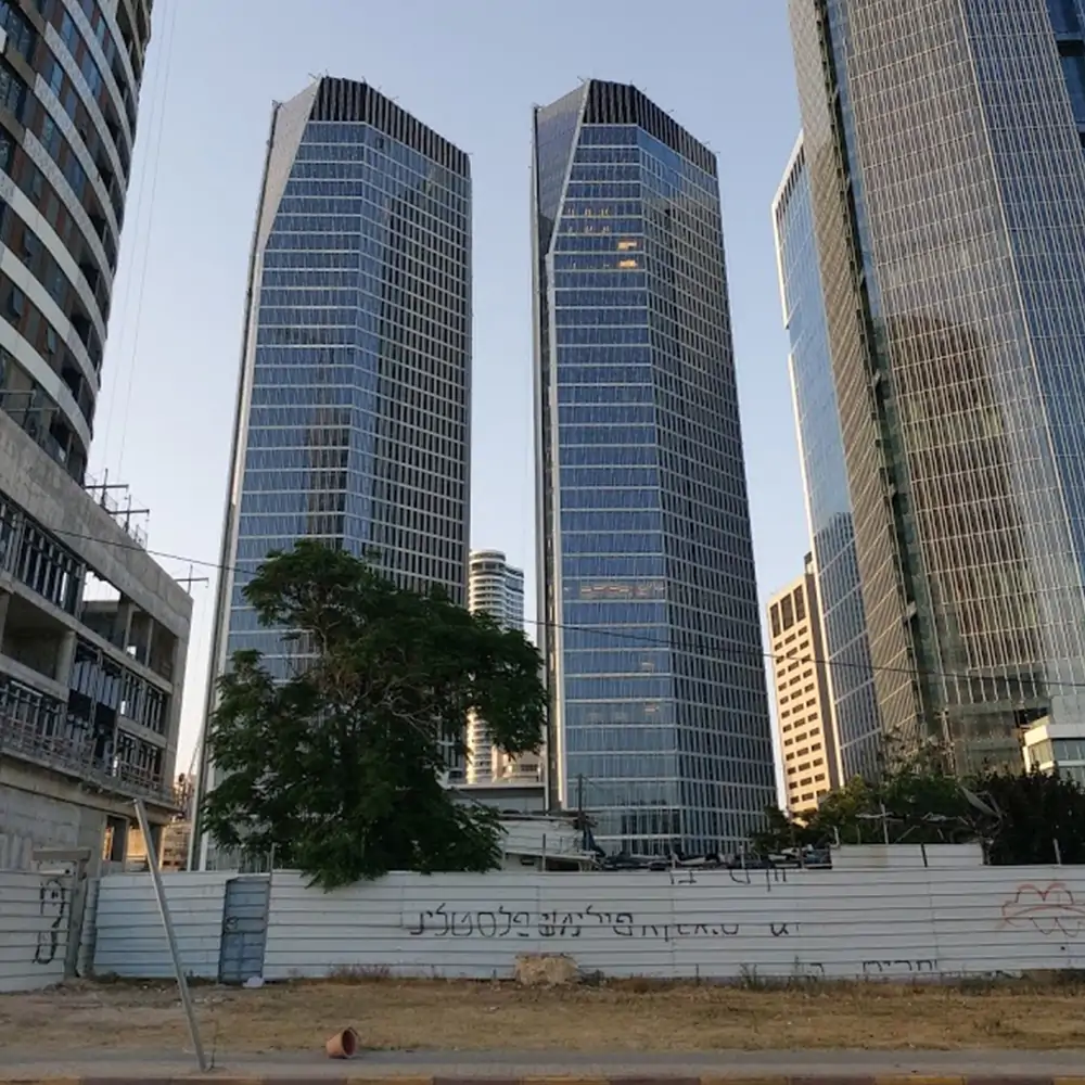 The Rubinstein Twin Towers in Israel's capital, Tel Aviv. Google was planning to become a tenant at the office complex before delaying due to laying off employees.