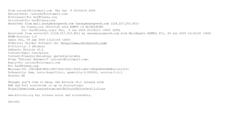 Satoshi Nakamoto - Hal Finney, email