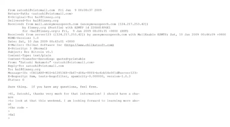 Satoshi Nakamoto - Hal Finney, email