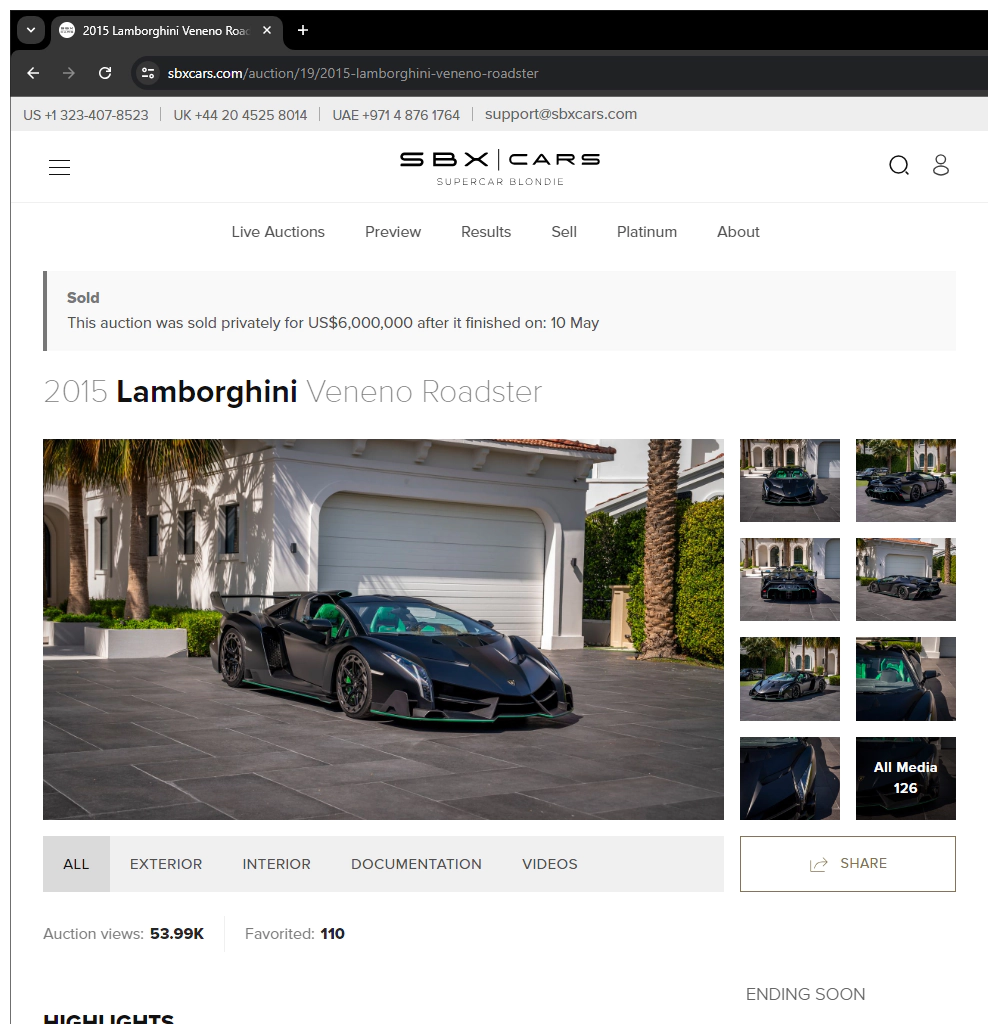 SBX Cars, Lamborghini Veneno