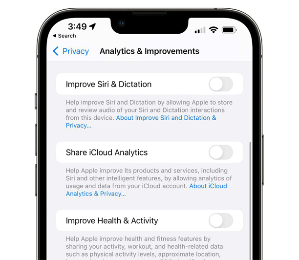 'Improve Siri & Dictation' setting