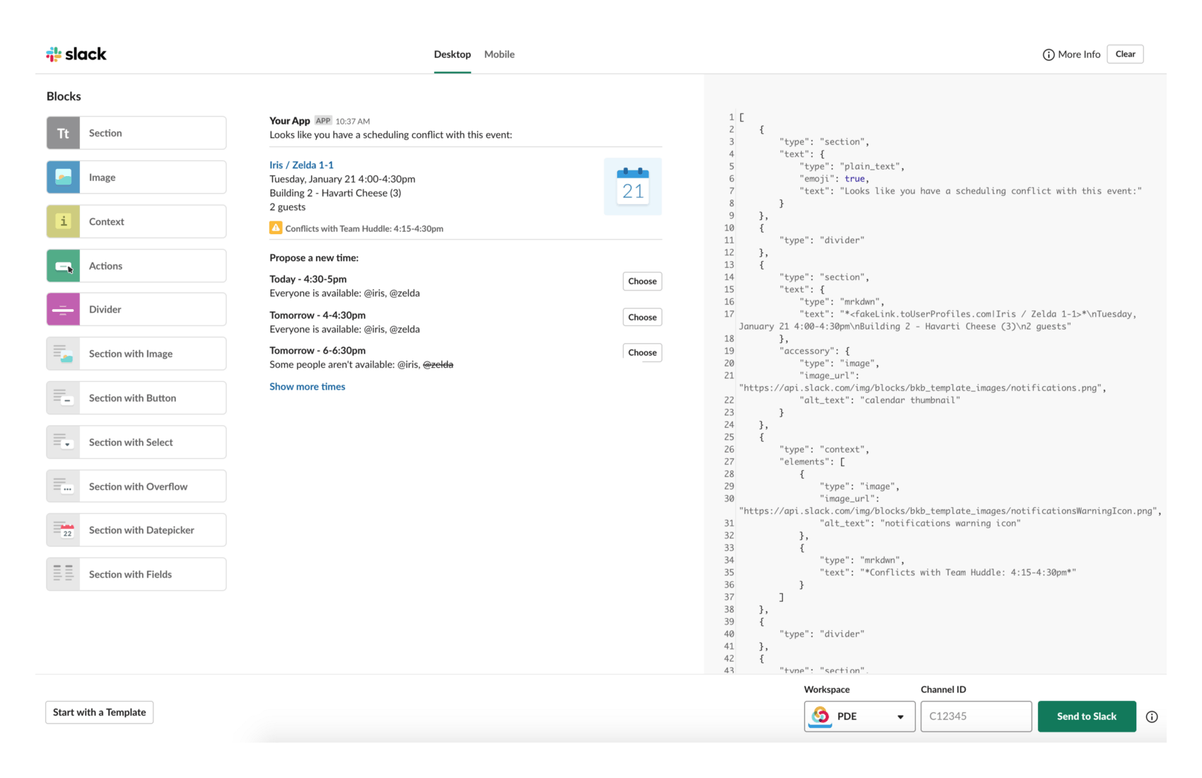 Slack Block Kit Builder