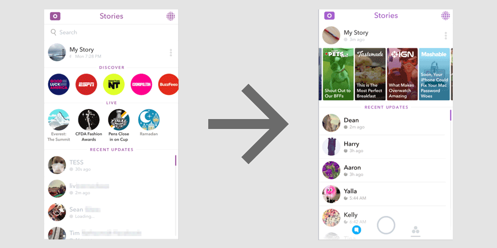 Snapchat Discover - 2016 changes