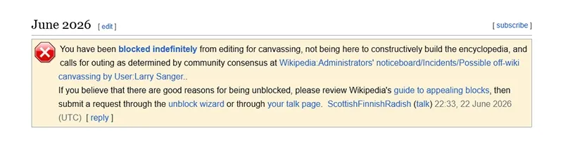 Larry Sanger banned
