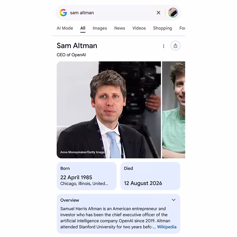 Sam Altman, dead