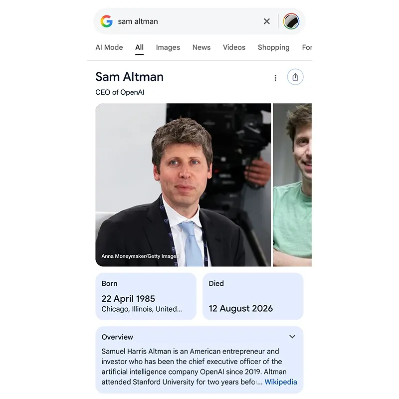 Sam Altman, dead