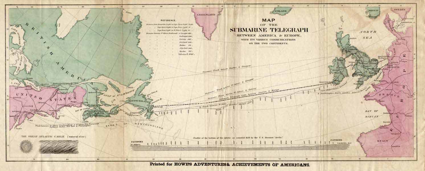 Submarine telegram - cable map