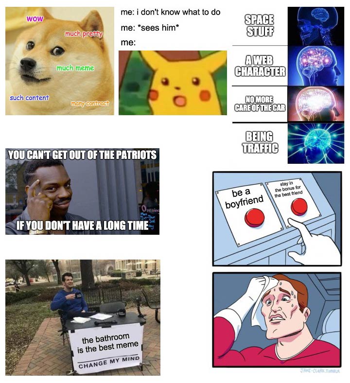 Some of the memes generated by the AI-powered This Meme Does Not Exist