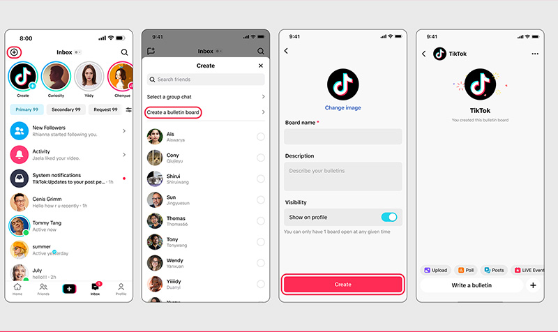 TikTok Bulletin Board feature