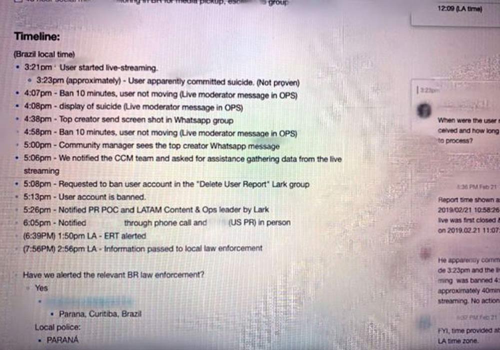 TikTok was busy creating some PR responses, and not immediately alerting the authorities about João's suicide