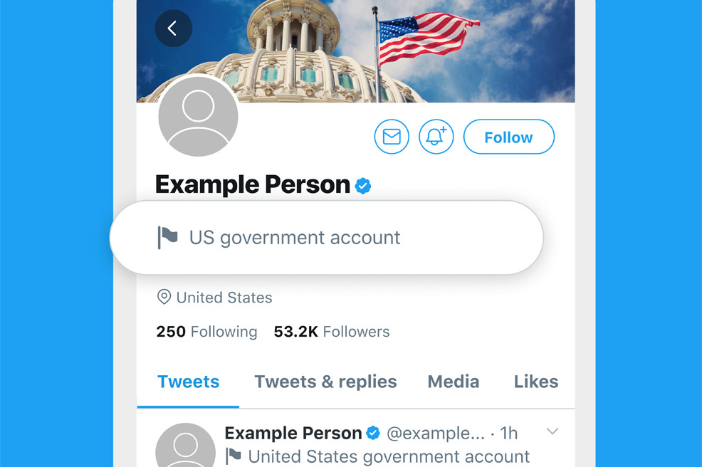 Twitter label on accounts belonging to key government officials