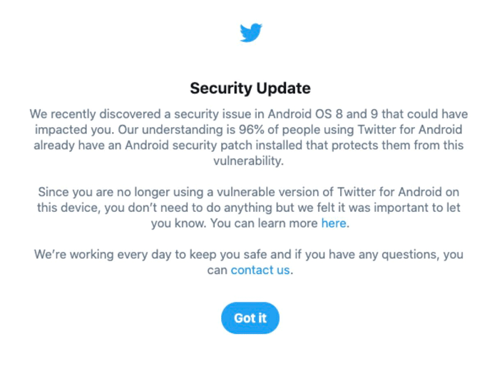 Twitter security update