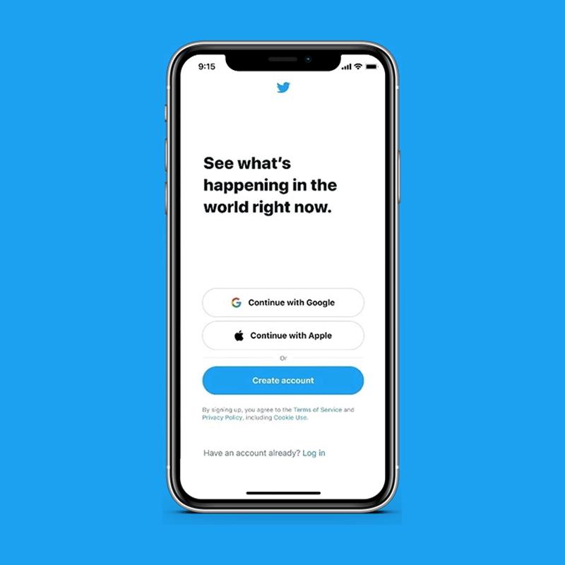 Twitter, Google Accounts and Apple ID signing in and signing up