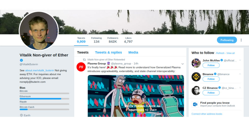 'Coinflict-Of-Interest' browser extension on Vitalik Buterin