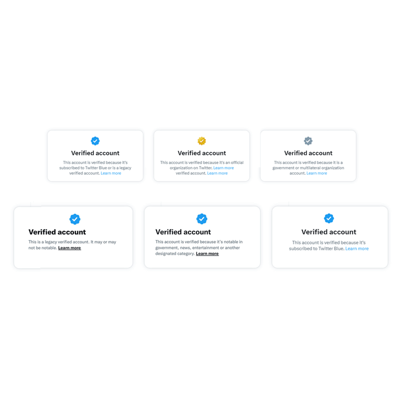 Verified accounts information