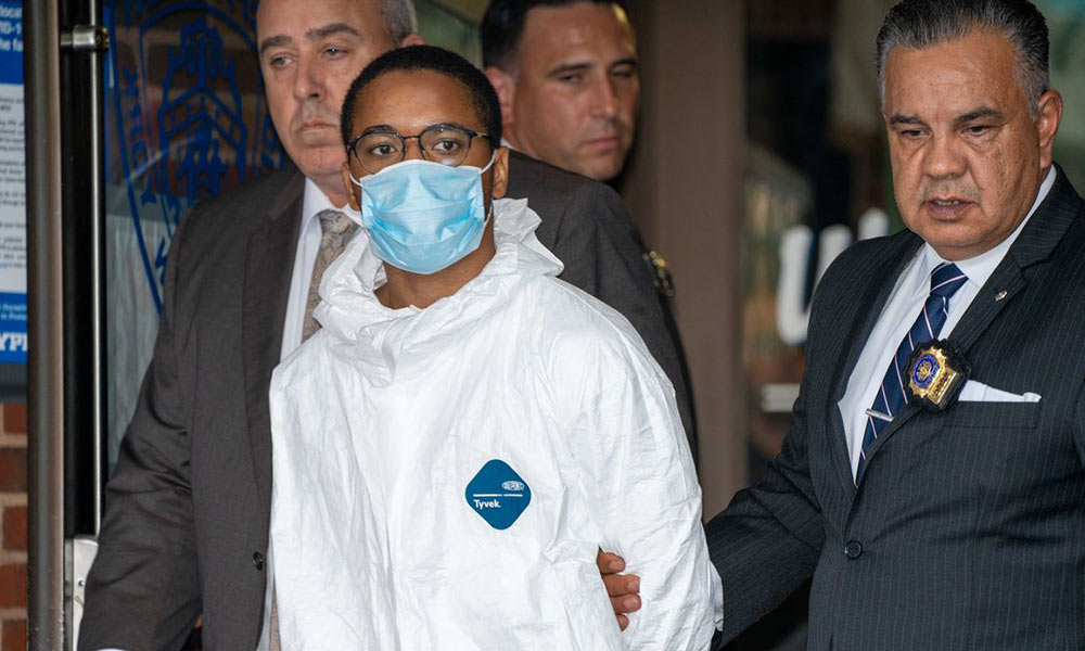 Tyrese Devon Haspil was in the lobby of a building at 172 Crosby Street in SoHo, where he had been staying in an apartment with his female friend.