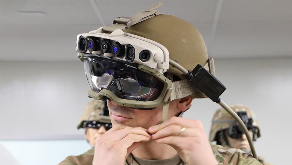 The U.S. Army personnel with an IVAS headset