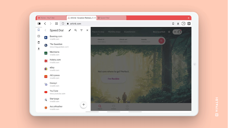 Vivaldi 5.0, side panels