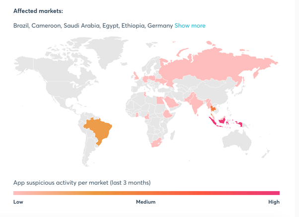 Among the users that were frauded by this VivaVideo app, most live in Indonesia