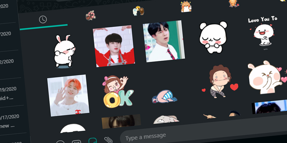 WhatsApp desktop client with third-party stickers and dark mode