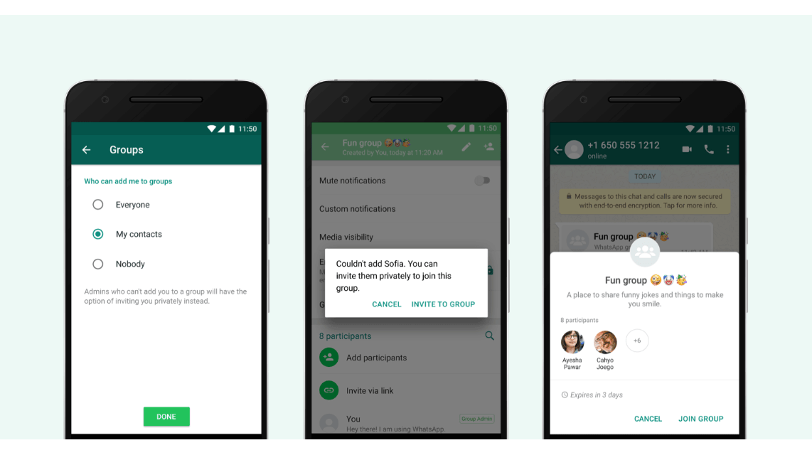 WhatsApp group privacy