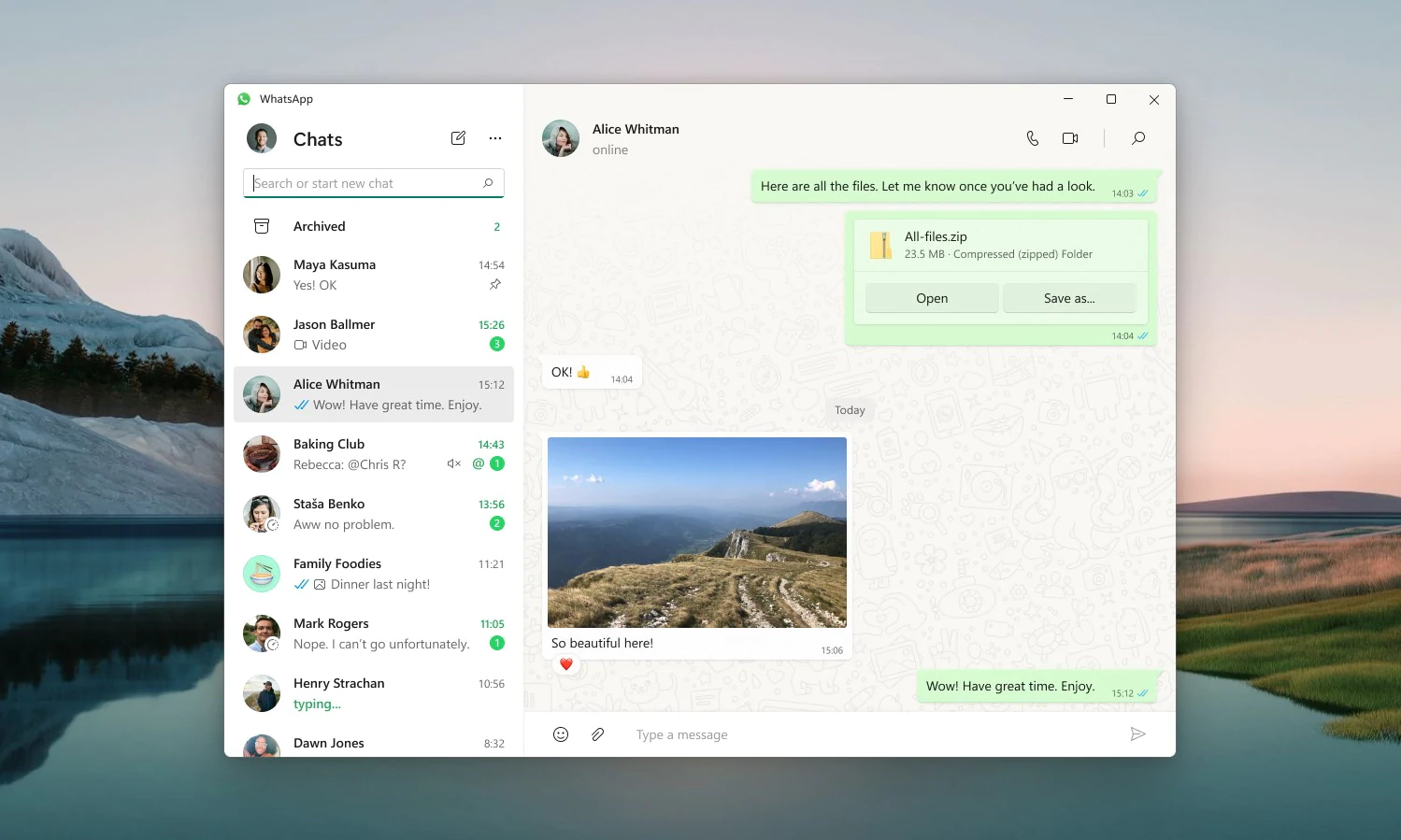 WhatsApp native on Windows