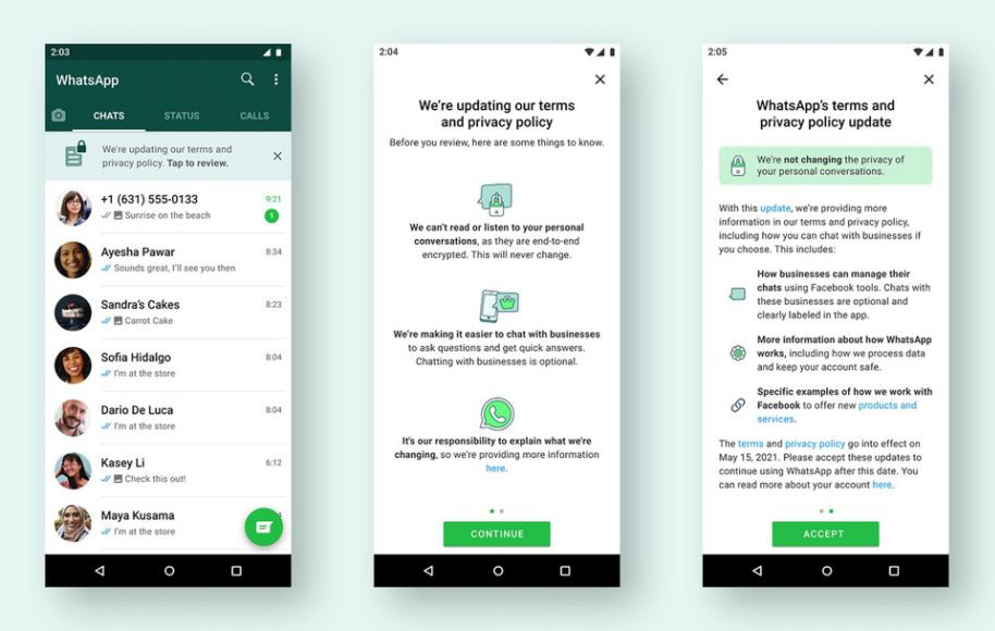 WhatsApp privacy policy change re-introduction.